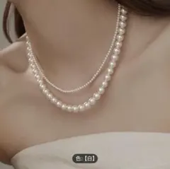 t102 【4mm＋8mm 2連パールネックレス】上品 重ね付け風 シンプル