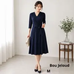 Bou Jeloud カシュクールワンピース 38 ネイビー キャミ付き