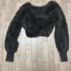 GRL ファー風クロップドニット グレー