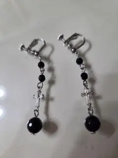 新品未使用　天然石&クロスモチーフイヤリング　QVC