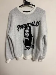 WEGO グラフィック クルーネック ニット グレー