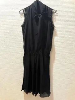 黒 ノースリーブ リボン付き パーティードレス