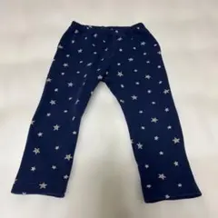 【90】ユニクロUNIQLO BABYスター柄　ネイビー　フリースレギンス