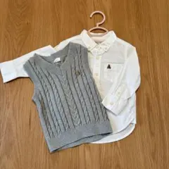 美品　GAP 18-24mフォーマルセット シャツ＋ケーブルベスト 入園式