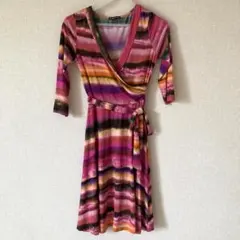 ジャネット ファッション　カシュクール　ワンピース　長袖　伸縮性　マルチカラーのサムネイル