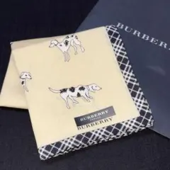 バーバリー大判ハンカチ　人気犬柄　ダルメシアン　縁ノバチェック　新品