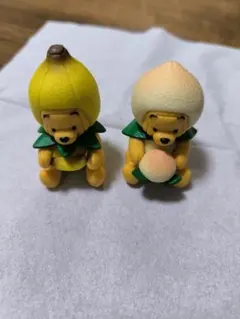 プーさん　フルーツ　ディズニーストア限定　ガチャガチャ　バナナと桃　2体セット