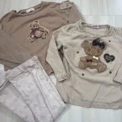 メゾピアノ mezzo piano クマ刺繍 ロンT 110 120