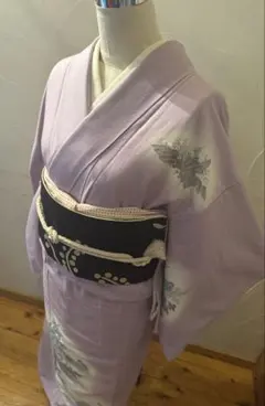 一重着物　付け下げ　紬　薄い紫　七五三