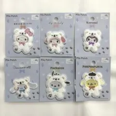サンリオパイルワッペン　ふわふわスノー　6枚　ハローキティ　マイメロ　Seria