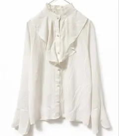 【karl park lane】 フリルブラウス パールボタン フレア袖
