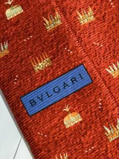 ✵BVLGARI シルクネクタイ✵　王冠柄　赤