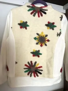 花柄　刺繍 セーター