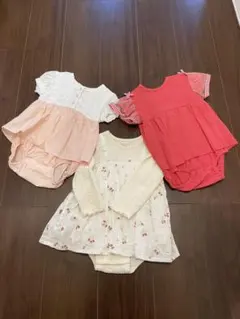 【美品】ワンピース型ロンパース 80㎝ 3枚セット