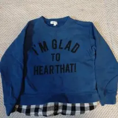 青メッセージプリントトレーナー120cm