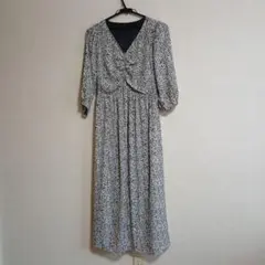 vis フロントギャザー花柄ワンピース