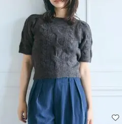 coca ケーブル半袖 ニットセーター チャコール