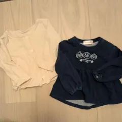 カーディガン95とアンパンマンデニムトップス90 2枚セット