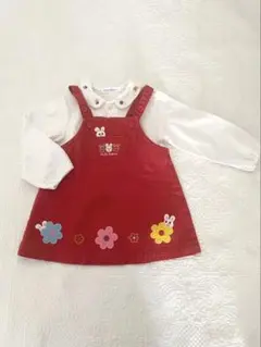 familiar×ミキハウス 80cm ジャンパースカート ブラウス セット 赤