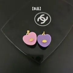 【B品】CHANEL チャーム #ピンク&パープルハート 現物撮影