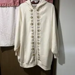 チチカカTITICACA アイボリー刺繍パーカー フリーサイズ