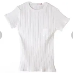 ヤングアンドオルセン　Y&O ホワイト リブ 半袖 Tシャツ ポケットのサムネイル