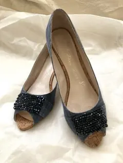 フローチェ　オープントウウェッジソールパンプス美品　23.5のサムネイル