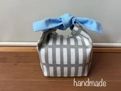 ☆ハンドメイド☆おにぎりポーチ☆アルテック風くすみグレー×くすみブルーリボンのサムネイル