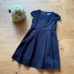 新品　トッカ　ワンピース　ネイビー　レース　リボン付き　100-110