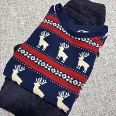 UNIQLOトナカイ柄フリースパジャマ 130cm ネイビー