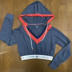 TOMMY HILFIGER クロップドフーディ S/P ネイビー