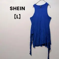 SHEIN 【L】レディース ノースリーブワンピース ブルー