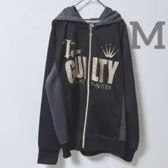 クラッシュアヘッド　ビックプリントフルジップパーカー　ブラック×ゴールド　M