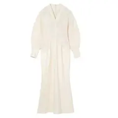 V-Neck Classic Cotton Dress / マメクロゴウチ