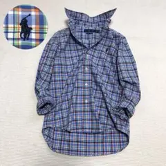 ローレンラルフローレン 麻リネンギンガムチェック シャツ ブラウス
