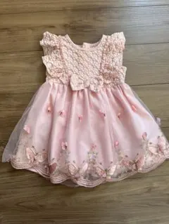 SHEIN ベビードレス 18-24M ピンク 蝶 刺繍 チュール