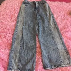 ワイドレッグデニムパンツ ライトブルー