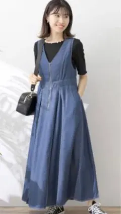 アーバンリサーチサニーレーベル　デニムステッチジャンパースカート