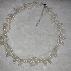 ベビーパールとケシパールのチョーカー♥プラチナ仕上げカニカンアジャスター ♥95