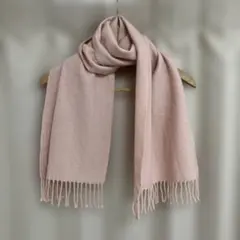 カシミヤ？ウール？サーモンオレンジピンクマフラーラインストーン付き