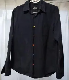 BEAMS 長袖シャツ マルチカラーボタン ネイビー Mサイズ