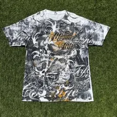 00's ALSTYLE スカル プリントTシャツ L モノトーン y2k US