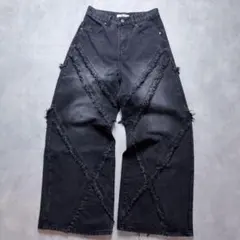 archive Y2K 00s wide denim fade Black
