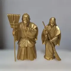 高砂人形 一対 金色 置物 縁起物