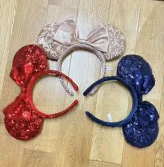 スパンコールカチューシャ 3色セット　ディズニー
