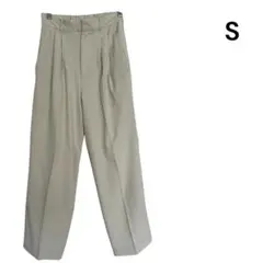 ローリーズファーム ベージュ プリーツ付きスラックス サイドライン S