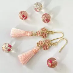 桜日和（さくらびより）」〜可憐に揺れる桜とタッセルのピアス〜　春　さくら　ピアス