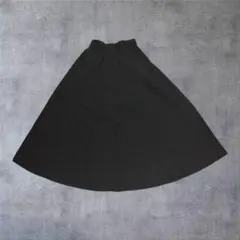 ブラック フレア　サーキュラースカート ミモレ丈 ウエストゴム M