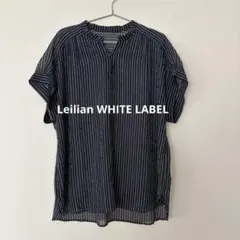 【Leilian WHITE LABEL】レリアンストライプ 半袖ブラウス13＋