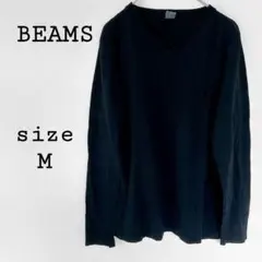 ビームス【M】シンプルカットソー ブラック系 コットン100% 長袖 無地